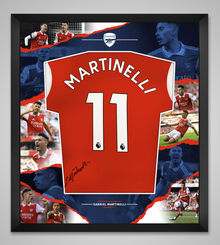  Gabriel Martinelli SIGNED & Framed Arsenal F.C Shirt Genuine Autograph AFTAL COA