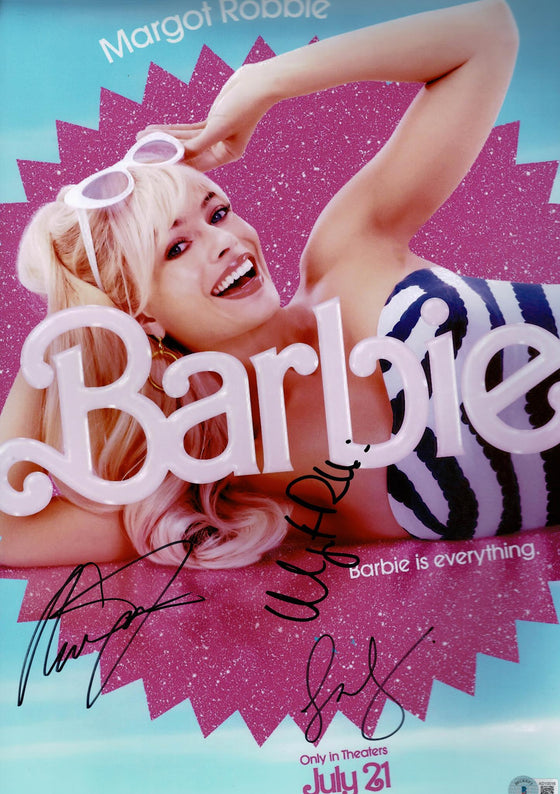 Margot Robbie Signed 18X12 Photo Barbie Inc Greta Gerwig Beckett BAS AD10016 LOA
