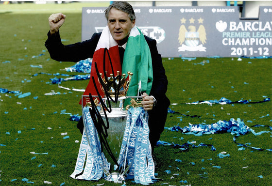 Roberto Mancini Signed 12X8 Photo Manchester City F.C. AFTAL COA (1727)