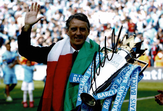 Roberto Mancini Signed 12X8 Photo Manchester City F.C. AFTAL COA (1517)