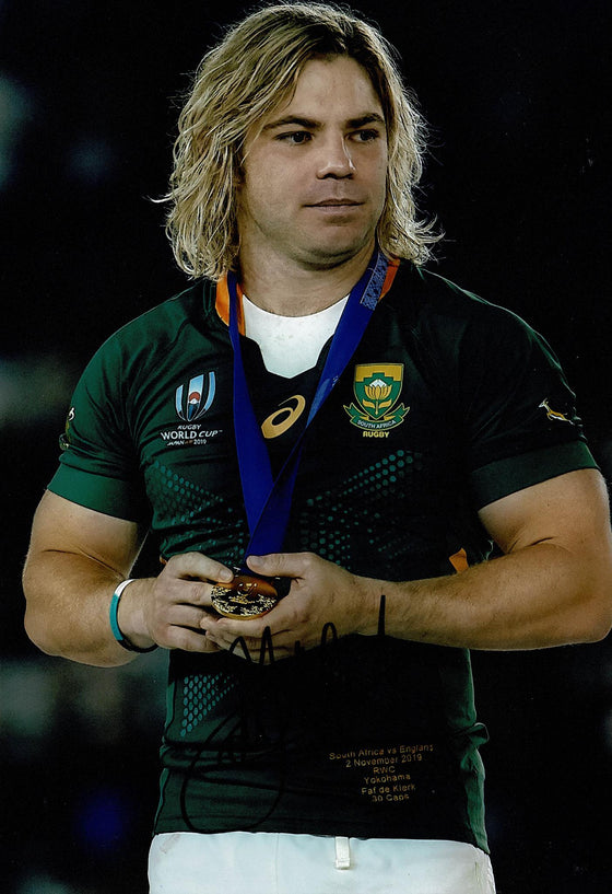 Faf de Klerk Signed 12X8 Photo SPRINGBOKS South Africa AFTAL COA (2108)