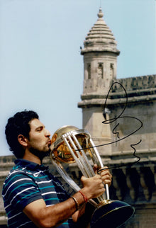 Yuvraj Singh Signed 12X8 Photo India Cricket Genuine Signature AFTAL COA (2622)
