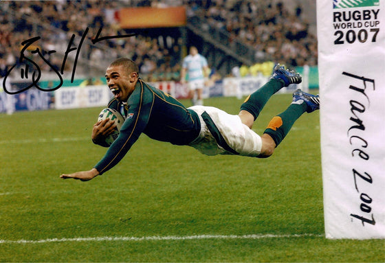 Bryan Habana Signed 12X8 Photo South Africa Rugby SPRINGBOKS AFTAL COA (2240)