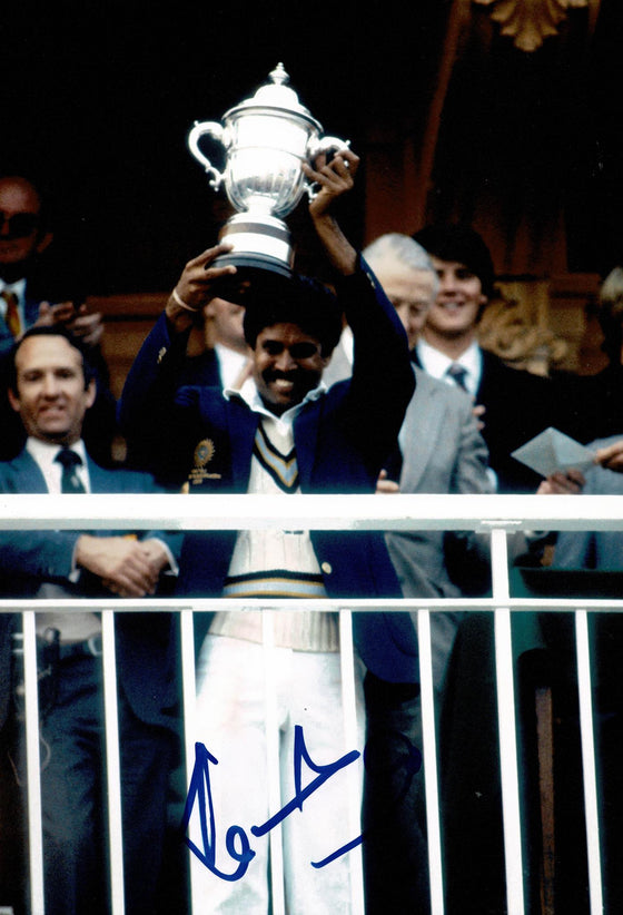 Kapil Dev Signed 12X8 Photo 1983 World Cup Genuine Signature AFTAL COA (2567)