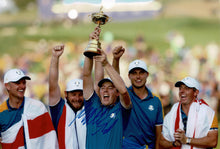  Matthew Fitzpatrick Signed 12x8 Ryder Cup Celebration Photo Team Europe COA 3135