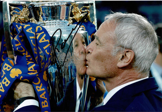 Claudio Ranieri Signed 12x8 Leicester City Photo Premier League Trophy COA 9103