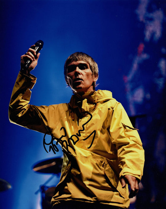 Ian Brown Autographed 10x8 Photo The Stone Roses Legend AFTAL COA Authentic
