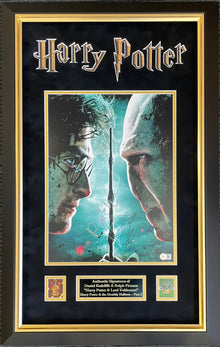  Harry Potter Daniel Radcliffe Ralph Fiennes Signed Framed16x12 Photo Beckett COA
