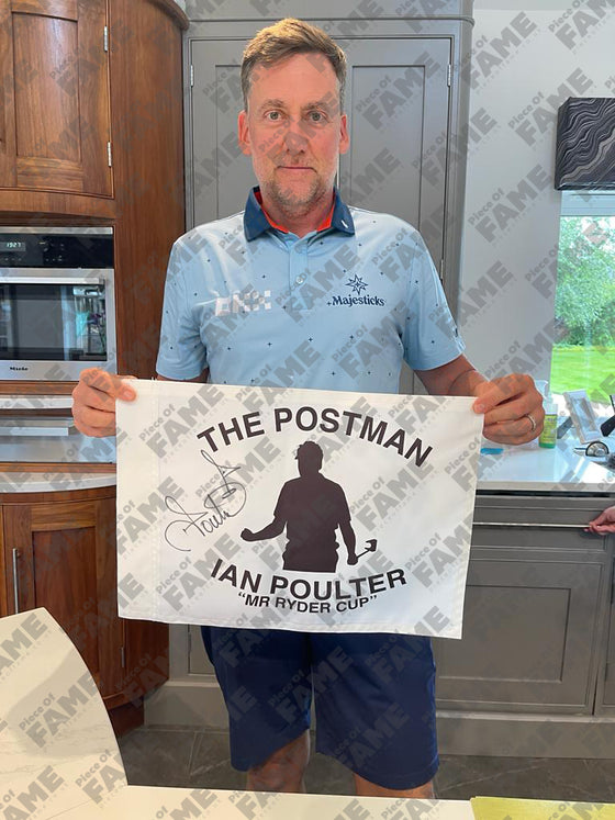Ian Poulter Signed Golf Pin Flag | The Postman Ryder Cup AFTAL COA
