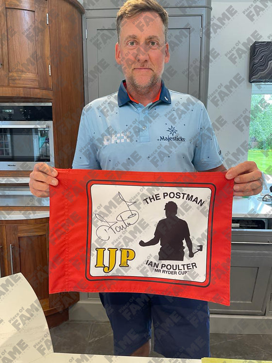 Ian Poulter Signed Golf Pin Flag | The Postman Ryder Cup IJP AFTAL COA