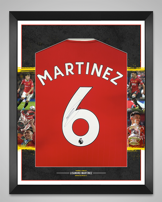 Lisandro Martinez Signed & Framed Manchester United F.C. Jersey AFTAL COA