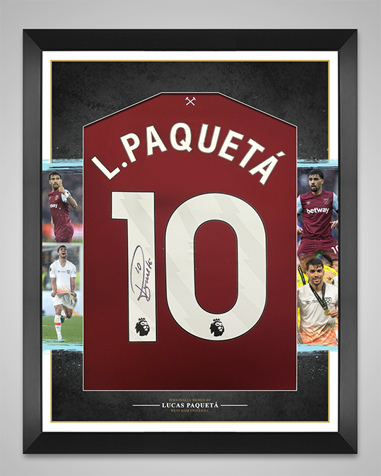 Lucas Paqueta SIGNED & Framed West Ham United Shirt PRIVATE SIGNING AFTAL COA
