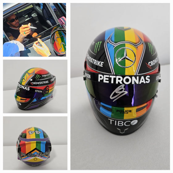 Lewis Hamilton Signed 1:2 Mini Helmet With Proof Mercedes Racing  AFTAL COA