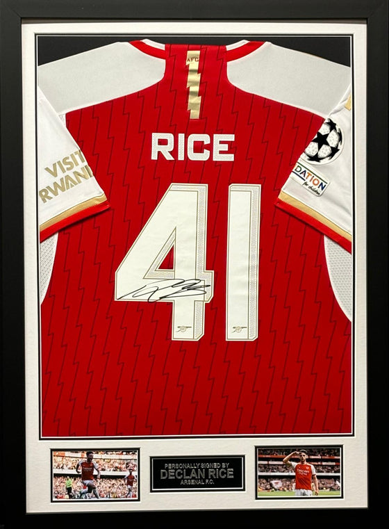 Declan Rice Personally Signed & Framed Arsenal F.C. Shirt Genuine AFTAL COA