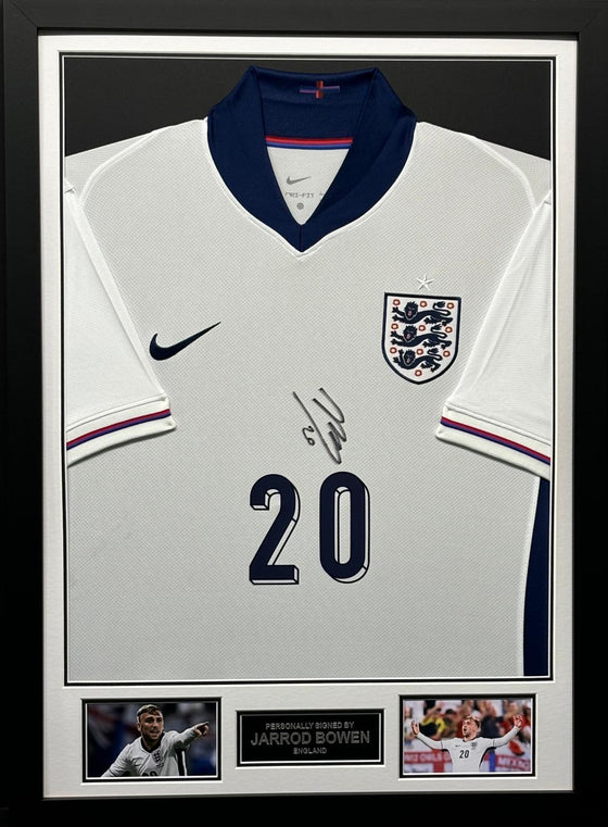 Jarrod Bowen Signed & Framed England Shirt West Ham United AFTAL COA