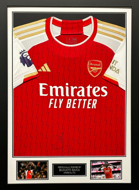 Bukayo Saka SIGNED & Framed Arsenal F.C. Shirt Genuine Autograph AFTAL COA