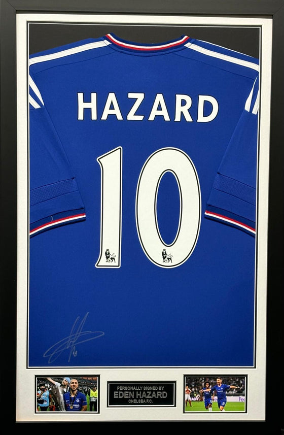 Eden Hazard Signed & Framed Chelsea FC Shirt Genuine Signature AFTAL COA