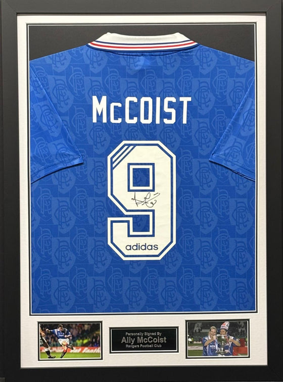 Ally McCoist Signed & Framed Glasgow Rangers Shirt Genuine Signature COA