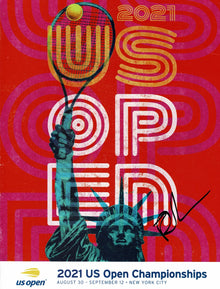  Emma Raducanu Signed 2021 US Open Programme Genuine Signature AFTAL COA