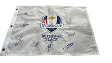  Rare 2025 Ryder Cup Bethpage Black Flag Signed by 8 Team Europe Members