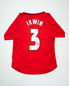  Dennis Irwin Signed 1999 Manchester United Treble Shirt Autograph AFTAL COA