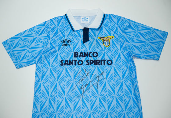 Paul Gascoigne Signed SS Lazio Jersey Autograph Gazza COA Serie A England Legend