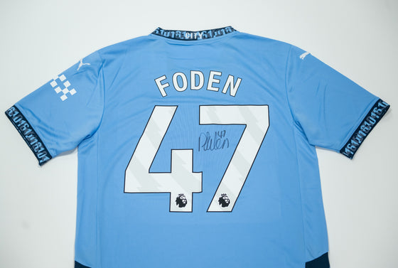 Phil Foden Signed Manchester City Shirt Autograph AFTAL COA – England Star
