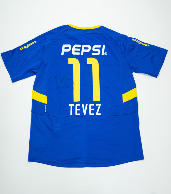 Carlos Tevez Signed Boca Juniors 2003/2004 Home Shirt – Iconic No.11 – AFTAL COA