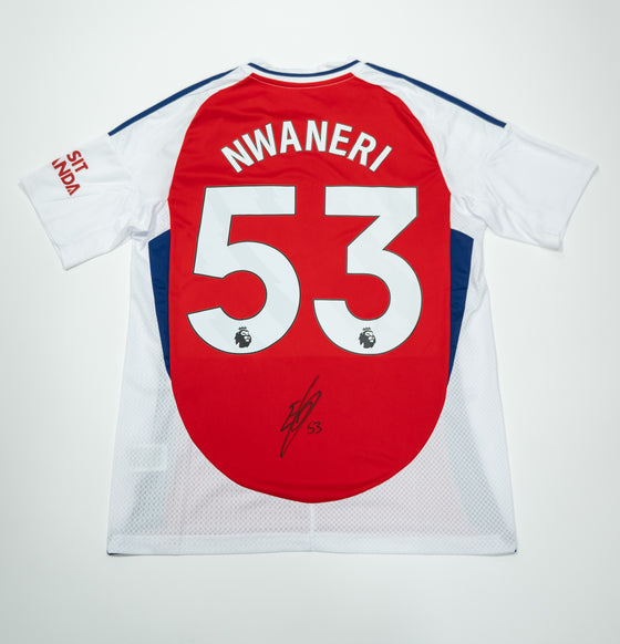 Ethan Nwaneri Signed Arsenal Home Shirt – Rising Star – AFTAL COA