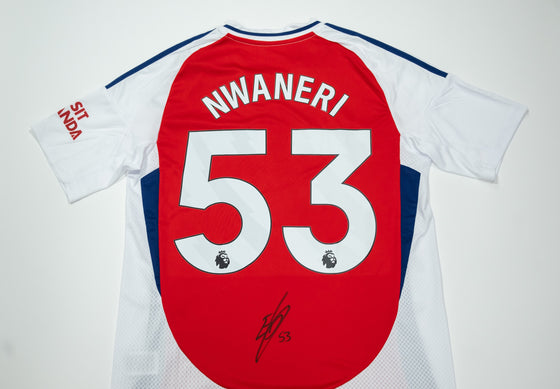 Ethan Nwaneri Signed Arsenal Home Shirt – Rising Star – AFTAL COA