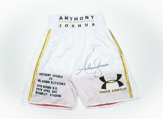 Anthony Joshua Signed Trunks AJ vs Klitschko Wembley – Private Signing – INC COA