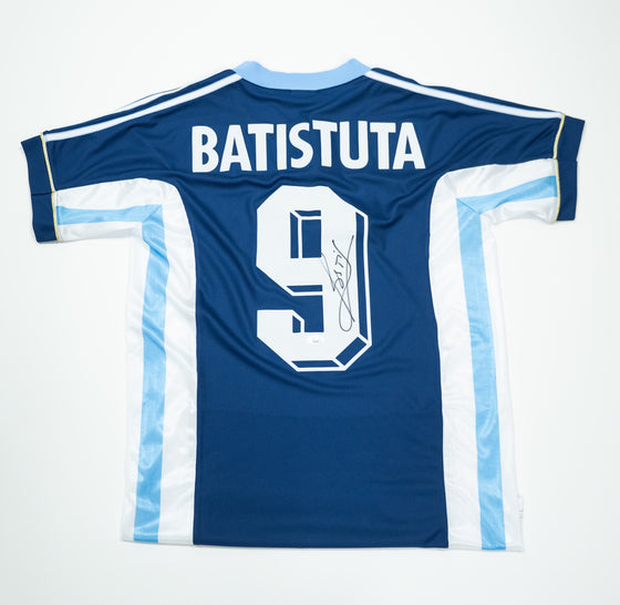 Gabriel Batistuta Signed Argentina Shirt Away Blue #9 Autographed JSA COA AK2819