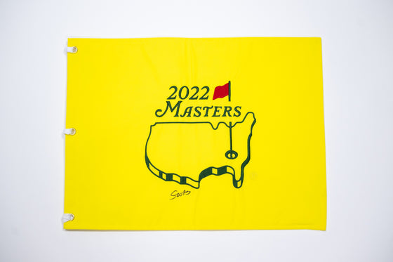 Scottie Scheffler Signed 2022 Masters Pin Flag Genuine Signature COA