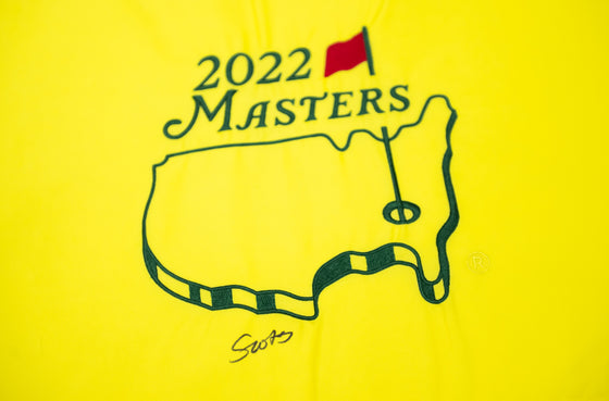 Scottie Scheffler Signed 2022 Masters Pin Flag Genuine Signature COA