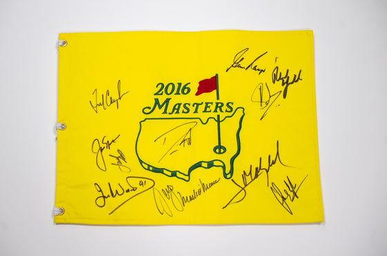 2016 Masters Pin Flag Signed by 12 Winners Inc Jack Nicklaus Tom Watson COA