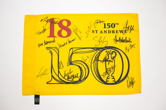 150th Open Signed Golf Pin Flag – 19 Major Champs – Nicklaus & Cam Smith COA