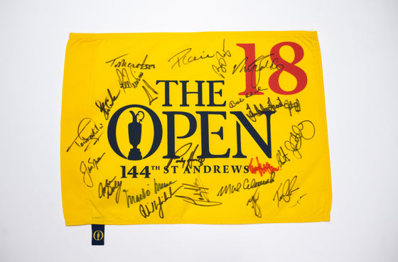 144th Open St Andrews Flag Signed by 23 Champions + AFTAL COA | McIlroy Nicklaus