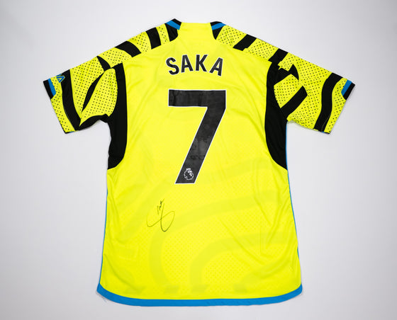 Bukayo Saka SIGNED Arsenal F.C. Away Shirt Genuine Signature AFTAL COA