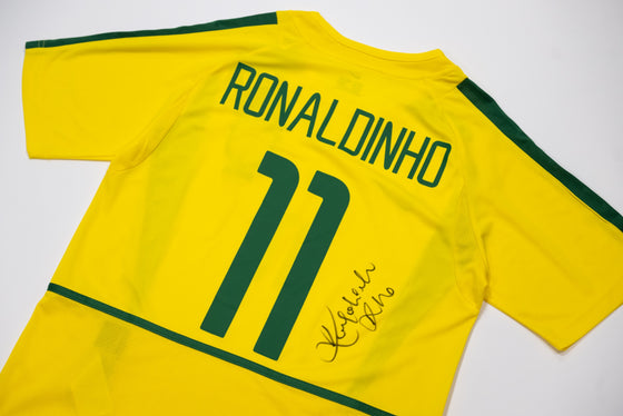 Ronaldinho Signed Brazil Shirt 2002 World Cup Exact Photo Video Proof AFTAL COA
