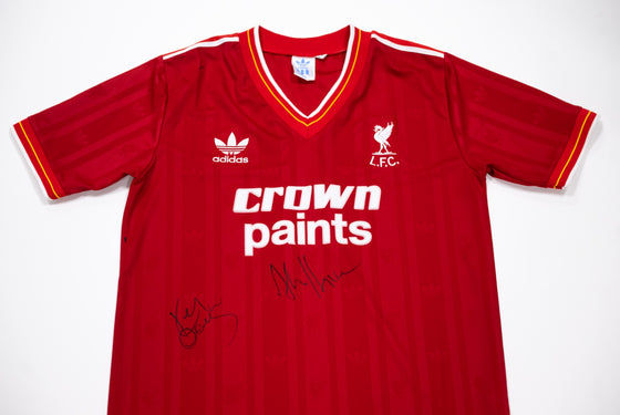Kenny Dalglish & Alan Hansen Signed Liverpool SHIRT Genuine Signature AFTAL COA