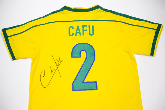 Cafu Signed BRAZIL Jersey 1998 World Cup Finalist AFTAL COA