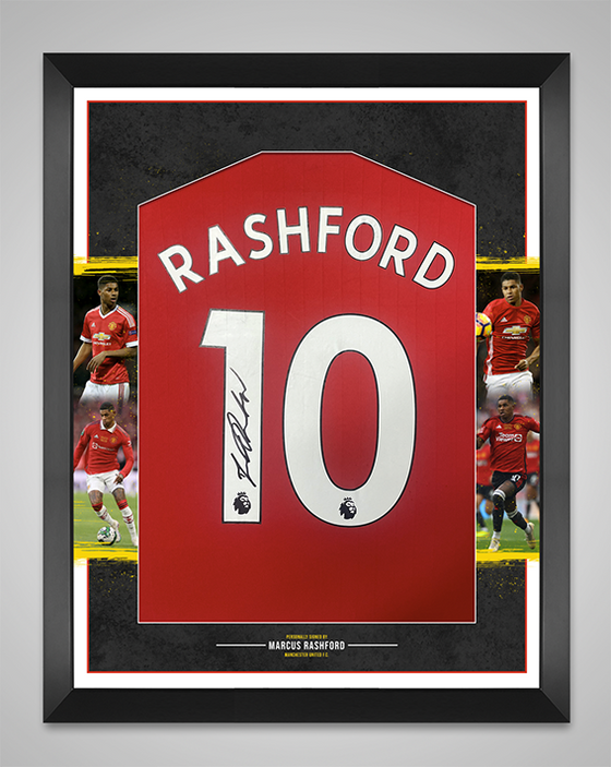 Marcus Rashford Signed & FRAMED Manchester United Shirt AFTAL COA (D)