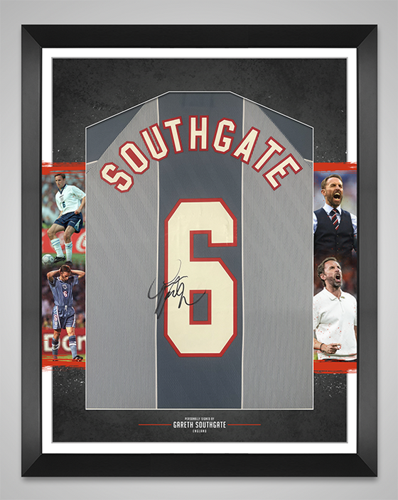 Gareth Southgate Signed & Framed England Shirt Genuine Signature AFTAL COA