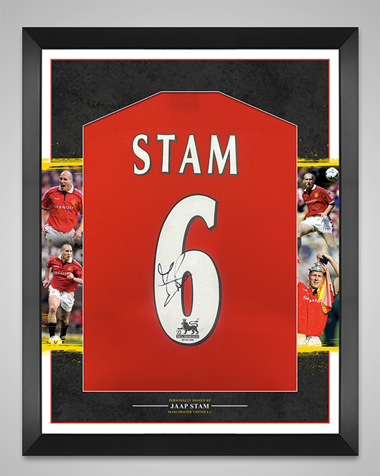 Jaap Stam Signed & Framed Manchester United F.C. Jersey AFTAL COA
