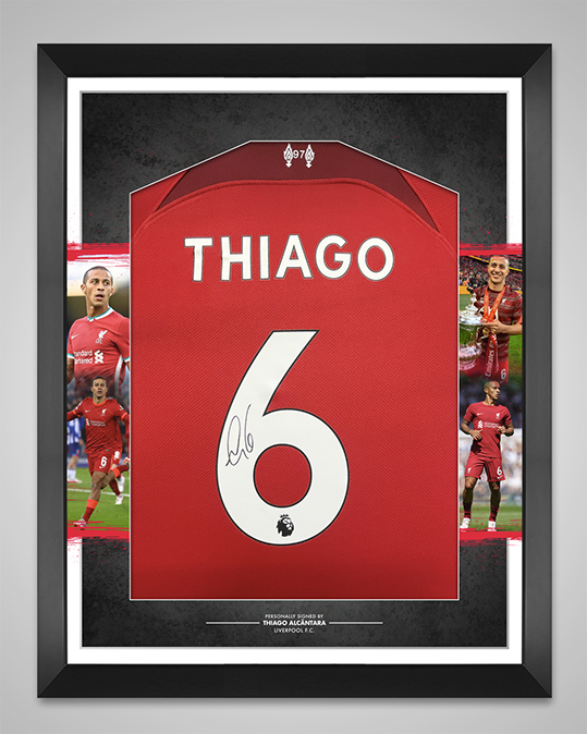 Thiago Alcantara Signed & Framed Liverpool F.C. Shirt Private Signing AFTAL COA