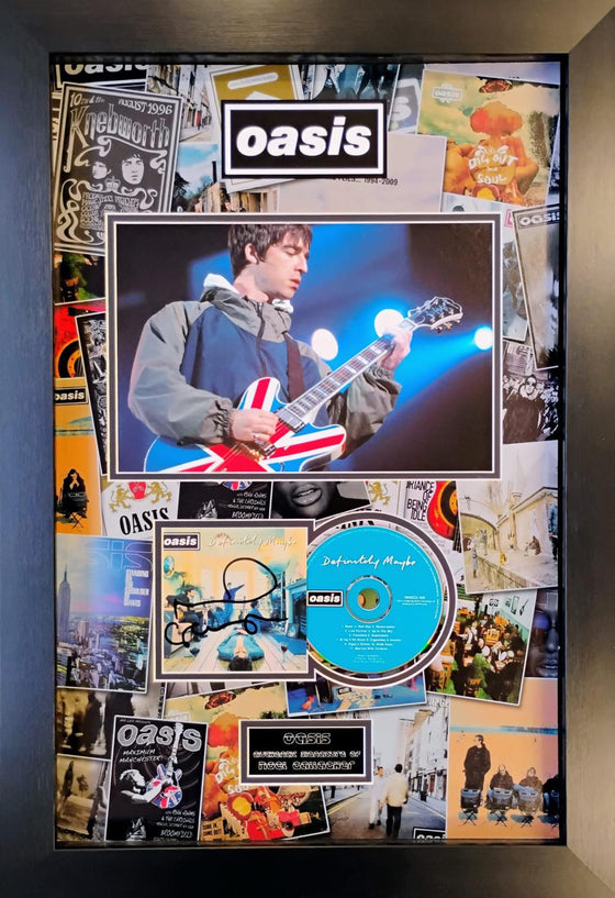 Noel Gallagher Oasis Signed & Framed Definitely Maybe CD Mount AFTAL COA