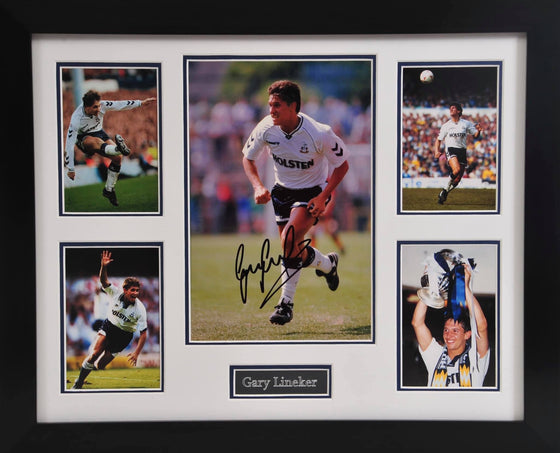Gary Lineker Signed & FRAMED Photo Mount Display Tottenham Hotspur F.C AFTAL COA