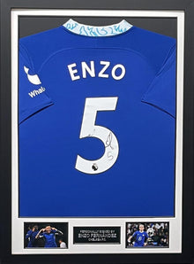  Enzo Fernandez Signed & Framed Chelsea F.C. Jersey Argentina AFTAL COA