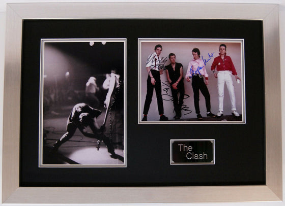 FRAMED The Clash Genuine Hand Signed Photo Paul Simonon, Mick Jones & Topper
