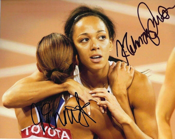 Katarina Johnson-Thompson & Jessica Ennis GENUINE Hand SIGNED 10X8 AFTAL COA